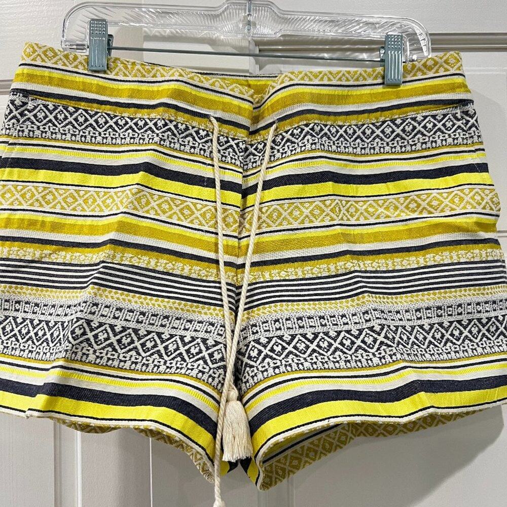 LOFT yellow and grey brocade shorts, size 10